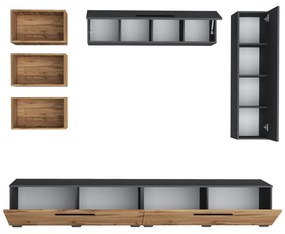 Living haaus Haga V14, Antracit/Stejar Wotan, L 240 cm