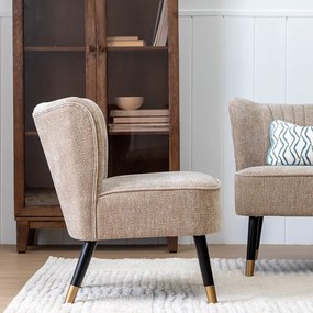 Fotoliu bej cu tapițerie din chenille Glam – Ixia