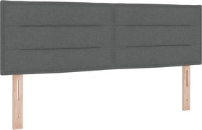 vidaXL Tăblie LED cu benzi LED cu headboard Gri închis 160 cm țesătură