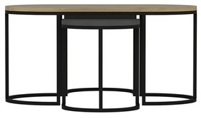 Masuta de cafea set (3 bucăți) Dena - Anthracite, Oak