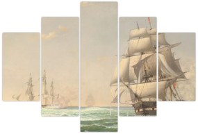 Tablou - Fitz Henry Lane, The United States Frigate President Engaging the British Squadron, reproducere (150x105 cm)