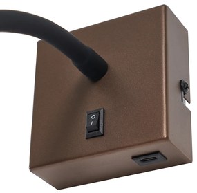 Lampă de perete modernă bronz cu port USB-C - Gosna