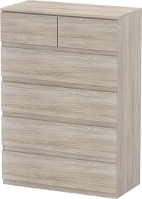 HOMCOM Comodă 6 sertare, mobilier de depozitare fără mânere design minimalist 80 x 39 x 115 cm lemn natural | Aosom Romania