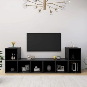 Comode TV, 4 buc., negru, 72x35x36,5 cm , PAL 4, Negru