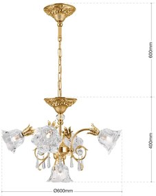 Candelabru cristal design lux LA BOHEME D-60cm 5L gold plated