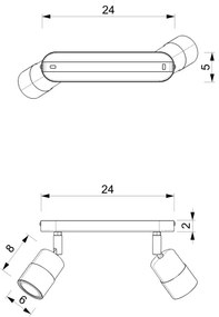 Spot MIZU 2xGU10/8W/230V negru/alamă