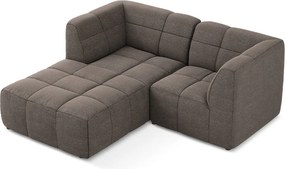 Colțar maro cu tapițerie din țesătură bouclé (cu colț pe partea stângă/cu șezlong) Aloha – Makamii