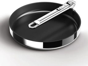 Tigaie adâncă Joseph Joseph Space 1000058, 24 cm, mâner pliabil, acoperire ceramică, utilizabilă la cuptor până la 232 °C, compatibilă cu plitele cu inducție, argintiu/negru