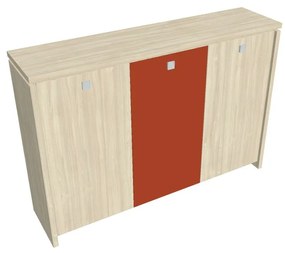Dulap mediu pentru haine Verno 188 x 46 x 130 cm, uși combinate, salcâm / portocaliu