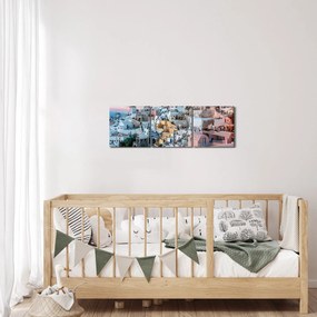 Tablou - Amurg în Santorini (cu ceas) (90x30 cm)