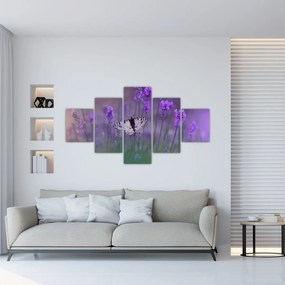 Tablou - fluture în lavandă (125x70 cm), în 40 de alte dimensiuni noi