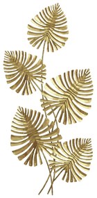 HOMCOM Artă Murală cu 5 Frunze de Monstera și Accesorii pentru Montaj Incluse, Decorațiuni Murale din Metal, 83x2.5x39 cm, culoare Aurie | Aosom Romania