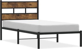 vidaXL Cadru de pat metalic fără saltea, stejar fumuriu, 107x203 cm