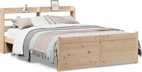 vidaXL Cadru de pat cu tăblie, 140x190 cm, lemn masiv pin