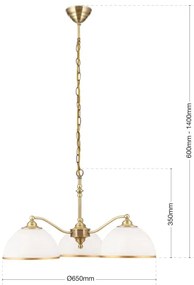 Lustră pe lanț Orion LU 1838/3 OLD LAMP 3xE27/40W/230V alb/bronz
