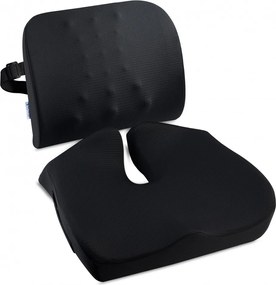 Set perna sezut confort si perna lombara compact, Pentru Birou sau Autovehicule Mari, Suporto®️culoare negru