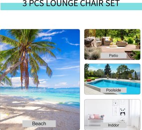 Outsunny Set 2 sezlonguri si masuta, 59x169x66 cm, negru | Aosom Romania