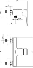 Maro Baterie pentru duș, montare pe perete Finisaj: Crom BLO_040M