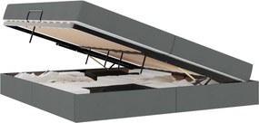 vidaXL Pat cu saltea și spațiu de depozitare Gri închis 200 x 200 cm