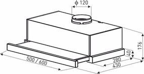 Hotă de bucătărie Treviso, lățime 50 cm
