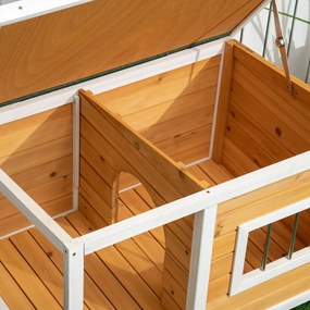 PawHut Cuib pentru câine la exterior casă pentru câine interioară din lemn cu acoperiș deschizător și fereastră 85,5L x 62l x 60H cm portocaliu | Aosom Romania