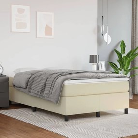 3121037 vidaXL Cadru de pat box spring, crem, 120x200 cm, piele ecologică