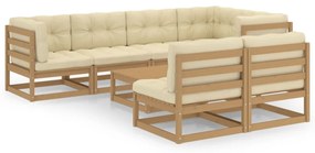 3076662 vidaXL Set mobilier de grădină cu perne, 8 piese, lemn masiv pin