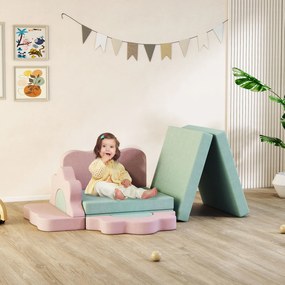 AIYAPLAY Set de 12 piese blocuri din spumă pentru cățărat, construit, târâre, saltele de joacă pentru interior cu husă din cord, Verde+Roz | Aosom Romania