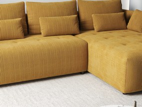 Colțar extensibil dumonde cu ladă de depozitare si sezut confortabil din spuma high-density, Malta Zoom Mustar 235x185 cm