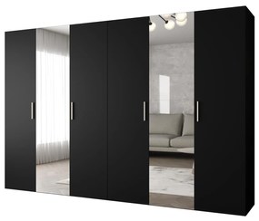 Dulap de haine 300 cm Borry 2 (Negru + Argintiu). 1125850
