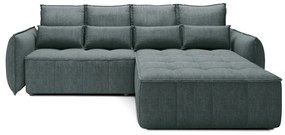 Colțar verde extensibil/cu spațiu de depozitare cu tapițerie din catifea (cu colț pe partea dreaptă/cu șezlong) Campo – ELTAP