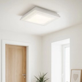 Plafoniera din lemn si sticla TABOR 32x32cm, alb crem