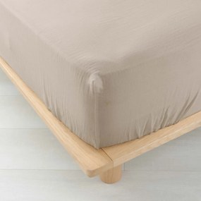 Cearceaf bej din muselină cu elastic 160x200 cm Angelia – douceur d'intérieur