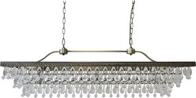 Candelabru din alamă antichizată, cu prisme din sticlă în formă de picătură, 120×40×40 cm, "Versailles"