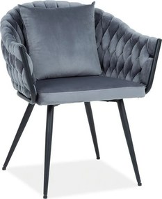Scaun NUVO, gri/negru, stofa catifelata,metal, 62x47x86 cm