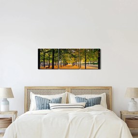 Tablou cu alee cu copaci în toamnă (cu ceas) (90x30 cm)