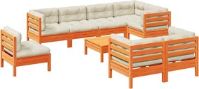 vidaXL Set mobilier de grădină cu perne, 9 piese, lemn masiv de pin