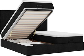 vidaXL Cadru de pat otoman cu saltele, material negru 180x200cm