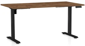 Masă înălțime reglabilă OfficeTech B, 160 x 80 cm, picioare negre, stejar silverjack