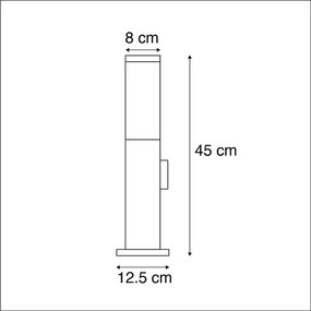 Lampă de exterior din oțel incluzând priză IP44 - Malios cu țăruș de pământ și garnitură pentru cablu
