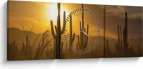 Tablou - Cactuși Saguaro (cu ceas) (90x30 cm)