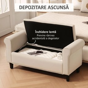 HOMCOM Bancă de Depozitare din Țesătură tip Catifea cu Spațiu Ascuns, Bej | Aosom Romania