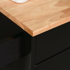 HOMCOM Cărucior de Bucătărie cu Sertar și Dulap cu 2 Uși, Insulă de Bucătărie cu roți și bară laterală, 83x45x91.5 cm, Negru | Aosom Romania