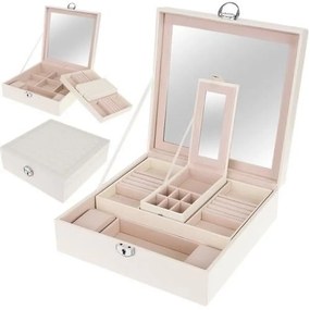 Cutie de bijuterii cu sistem de închidere cu cheie, Alb