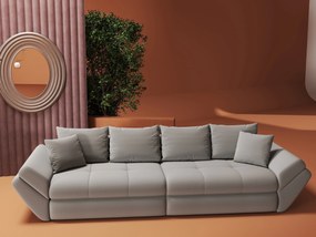 Canapea extensibilă dumonde cu ladă de depozitare si sezut confortabil din spuma high-density, Loana Royal Gri 300x100 cm