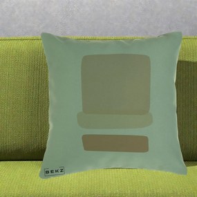 Perna Decorativa Abstract Forme Bej Poudre, 40x40 cm, Verde, Husa Detasabila, Perna Inclusa, BEKZ®