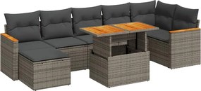 vidaXL Set canapele grădină cu perne 8 piese gri poliratan/lemn acacia