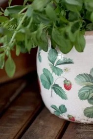 Ghiveci din ceramică crem cu model căpșuni „Fraises”, H9.5/D12 cm