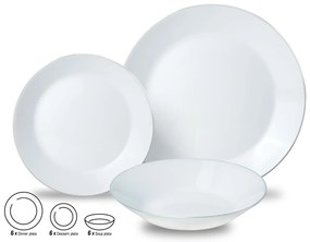 Set farfurii 18 piese alb cu detalii argintii Kinghoff KH1877