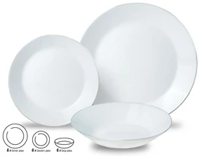Set farfurii 18 piese alb cu detalii argintii Kinghoff KH1877